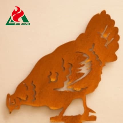  Corten Hen Pecking For Ornamental Garden